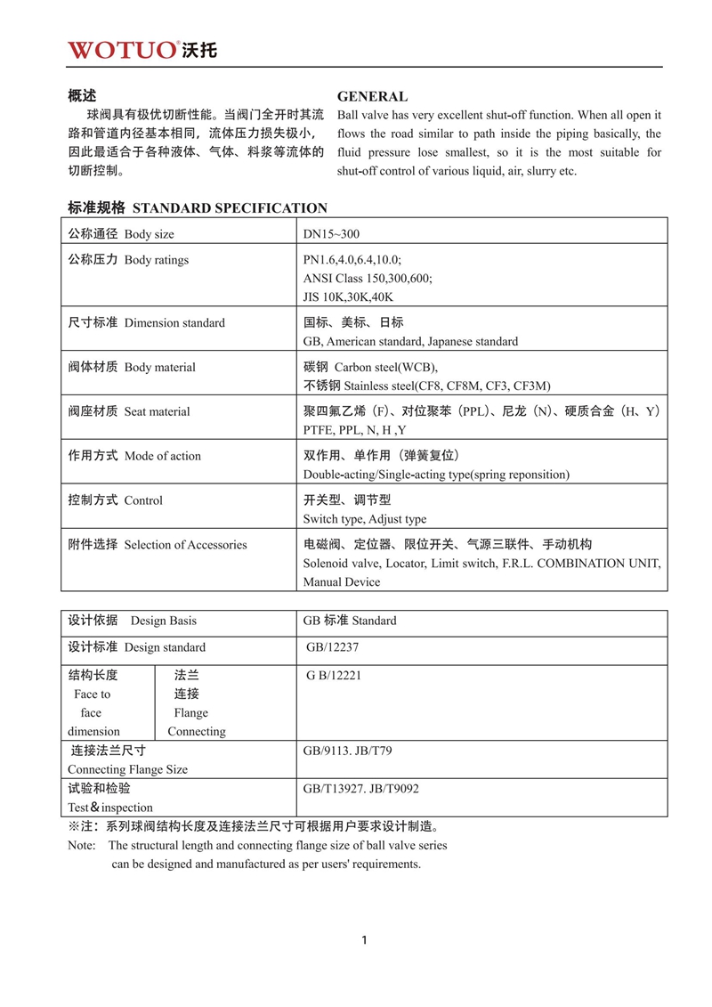 Q641F气动球阀说明书